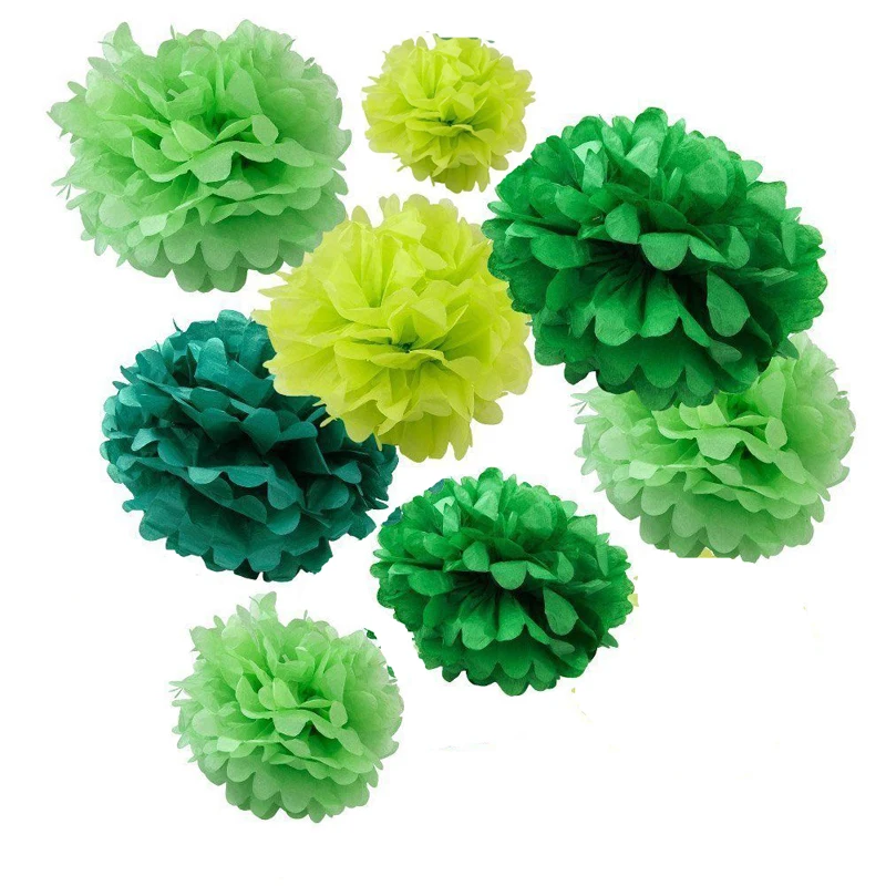 

32X NEW RELEASE mix sizes baby boy girl GREEN STYLE tissue paper bunting pom poms wedding party wall hanging decorative flower