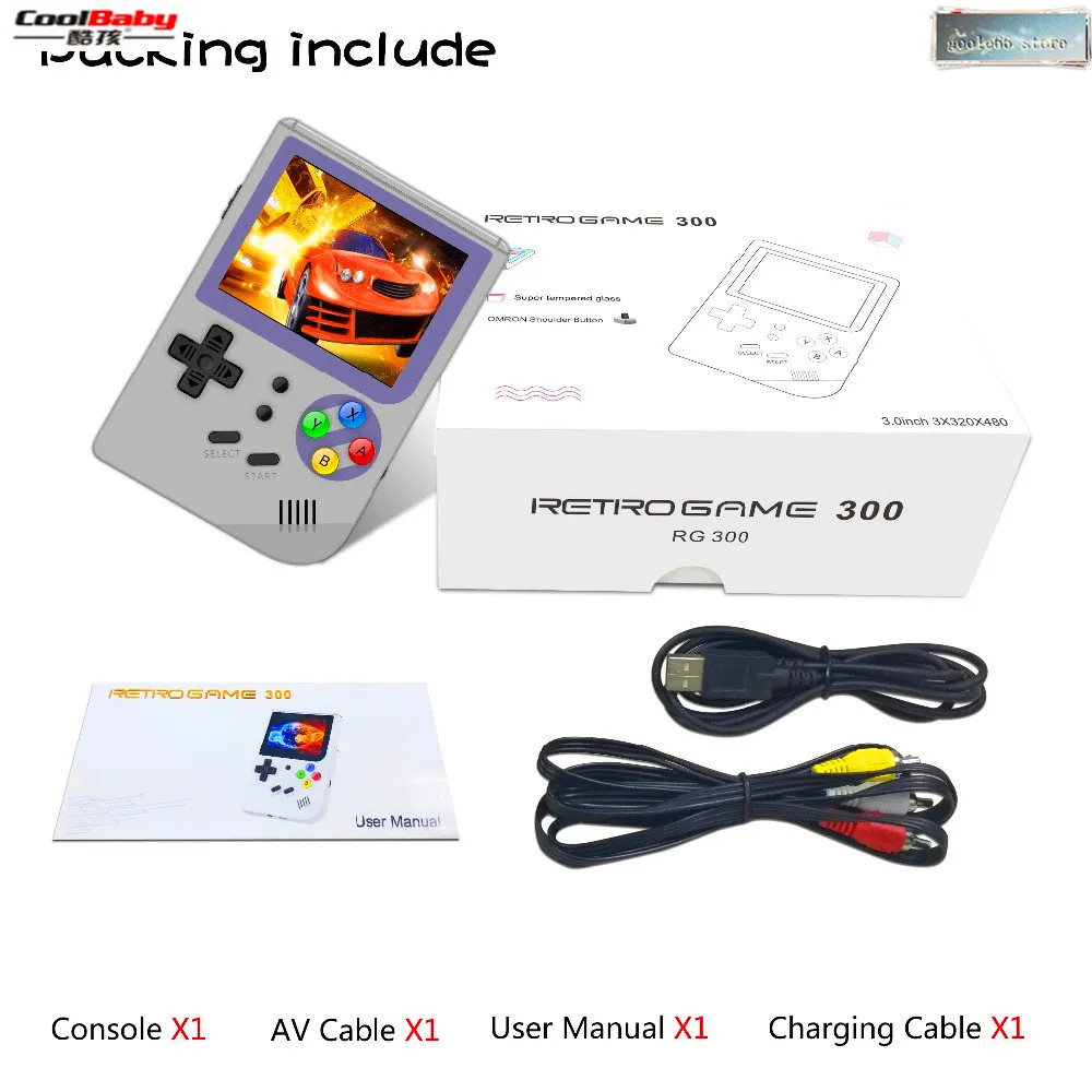 New 3 INCH Video games Portable Retro FC console Retro Game Handheld Games Console Player RG 300 16G+32G 3000 GAMES Tony system