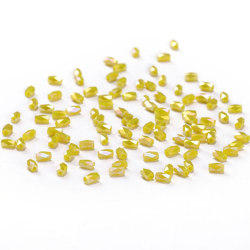 Yellow-Green AB 50pcs 2*4mm Austria Cylinder Crystal Beads Crystal 18 Cutting Faces Loose Beads DIY Jewelry Making Seed Beads C2