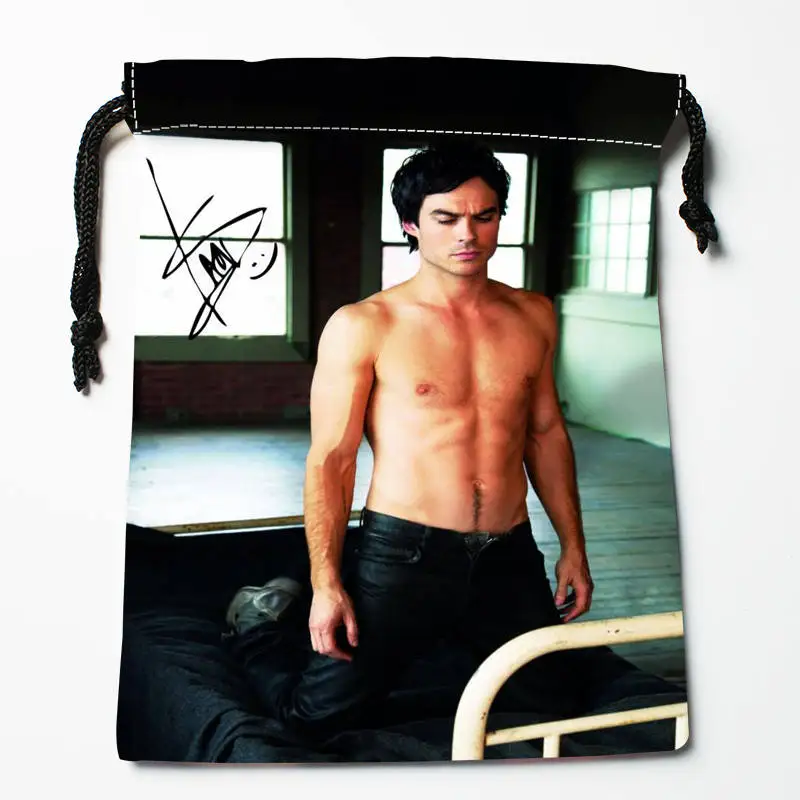 Custom Ian Somerhalder printed Satin storage bag drawstring gift bags More Size storage custom your image 18*22cm