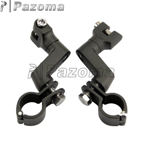 PAZOMA Black Motorcycle Replacement Longhorn Offset Highway Foot Peg Mounts with 1