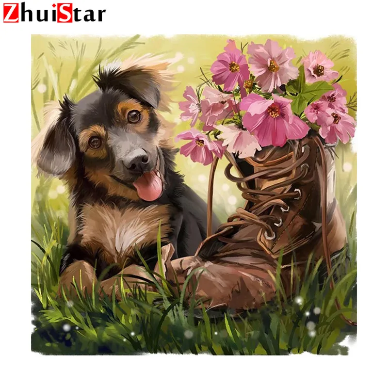 Diamond Embroidery Dog Diamond Painting Cross Stitch Animals Full Square Mosaic Pasted Needlework Rhinestones XY1