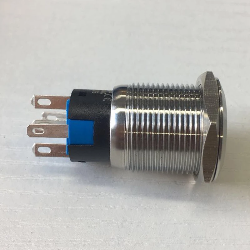 YUESHUN 16mm Push Button Switch Latching Type Electrical Equipment 10 pieces Power Switch Power Indicator Terminal Light Switch