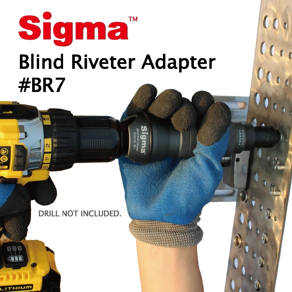 Sigma #BR7 HEAVY DUTY Blind Pop Rivet Drill Adapter Cordless or Electric power drill adaptor alternative air riveter rivet gun