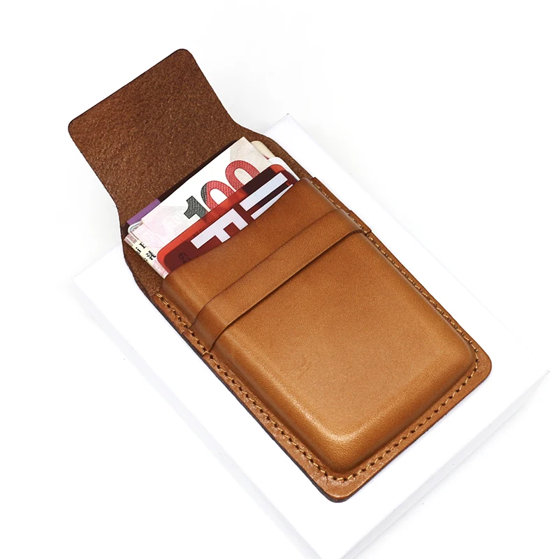 New Fashion Business Card Case Genuine Leather Vintage Men Small Credit Card Holder 100% Cowskin Retro Women Mini Coin Purses