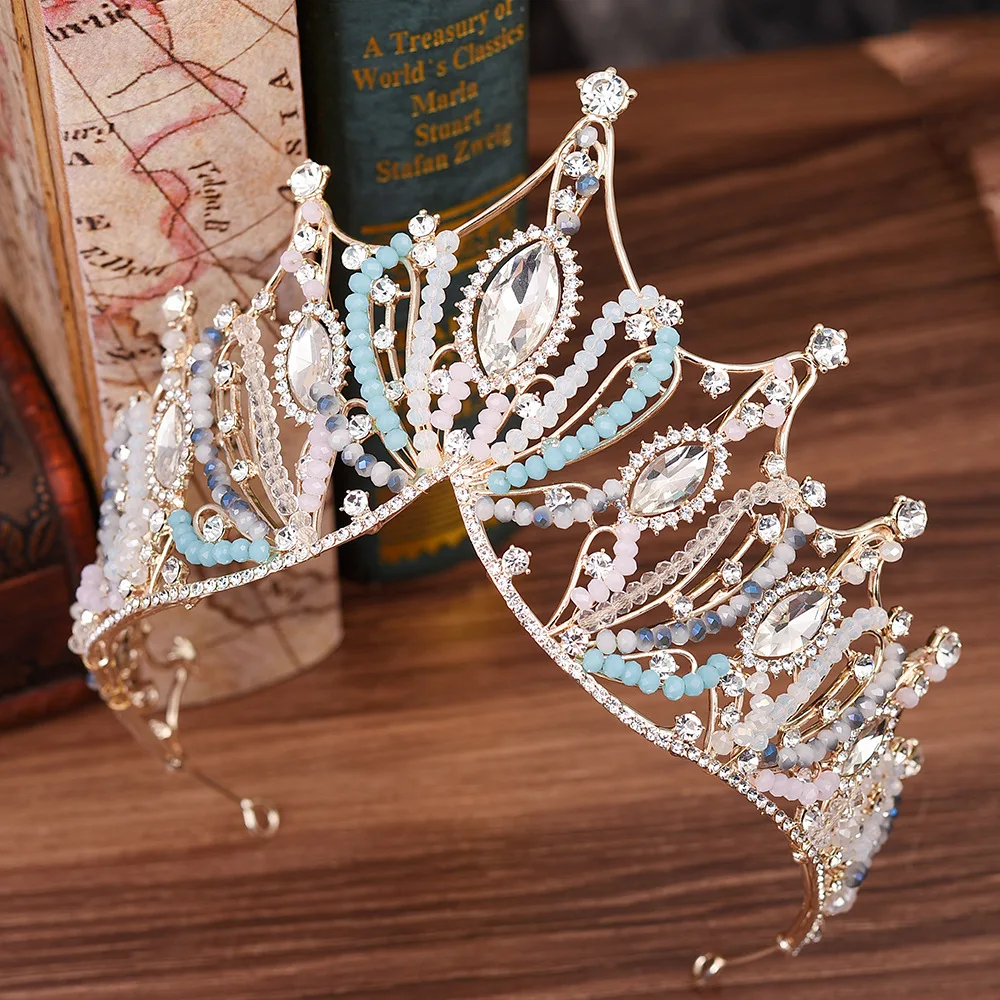 JaneVini 2019 Luxury Rhinestones Wedding Crowns and Tiaras Beaded Princess Pageant Wedding Hair Accessories for Bridal Diadema