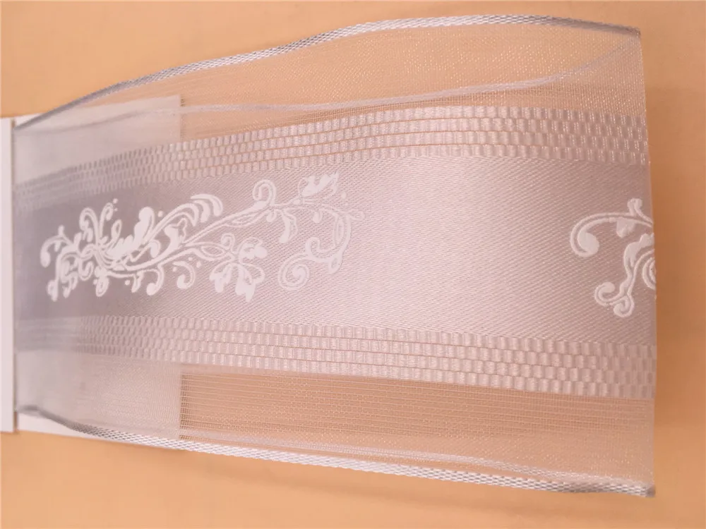 63mm X 25yards Wired White Organza Edge Satin Ribbon With Flower Printing. Gift Bow,Wedding,Cake Wrap,Tree Decoration N1130 image 2