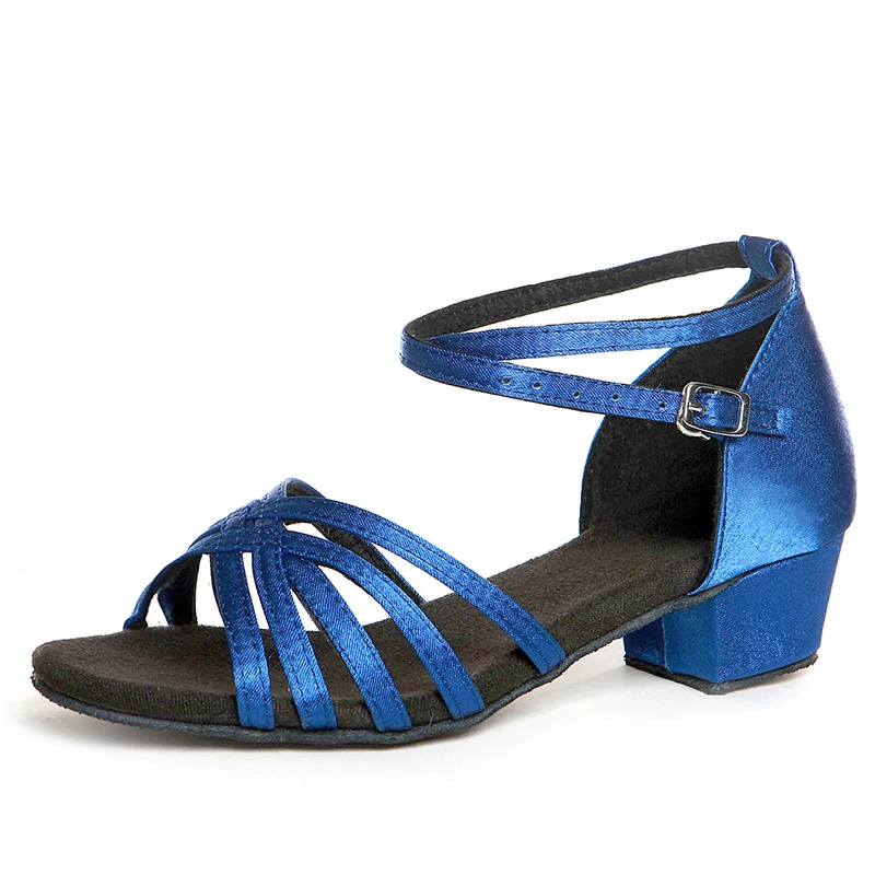 Sneakers Sports shoes Dance Shoes Children Latin Gilr Salsa High Discount Cheap Acrobatics is Dedicated Heel 35mm Black Blue