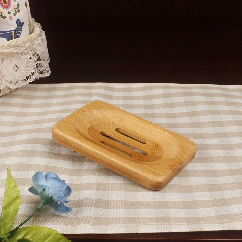 100Pcs New Wooden Natural Bamboo Soap Dish Wooden Soap Tray Holder Storage Soap Rack Plate Box Container For Bath Shower Plate