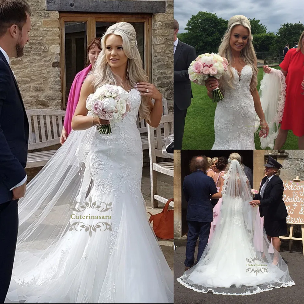 Vestidos de novia con escote Corazón, falda de tul y Sirena, vestidos de novia con cuentas de cristales con ilusión en la espalda