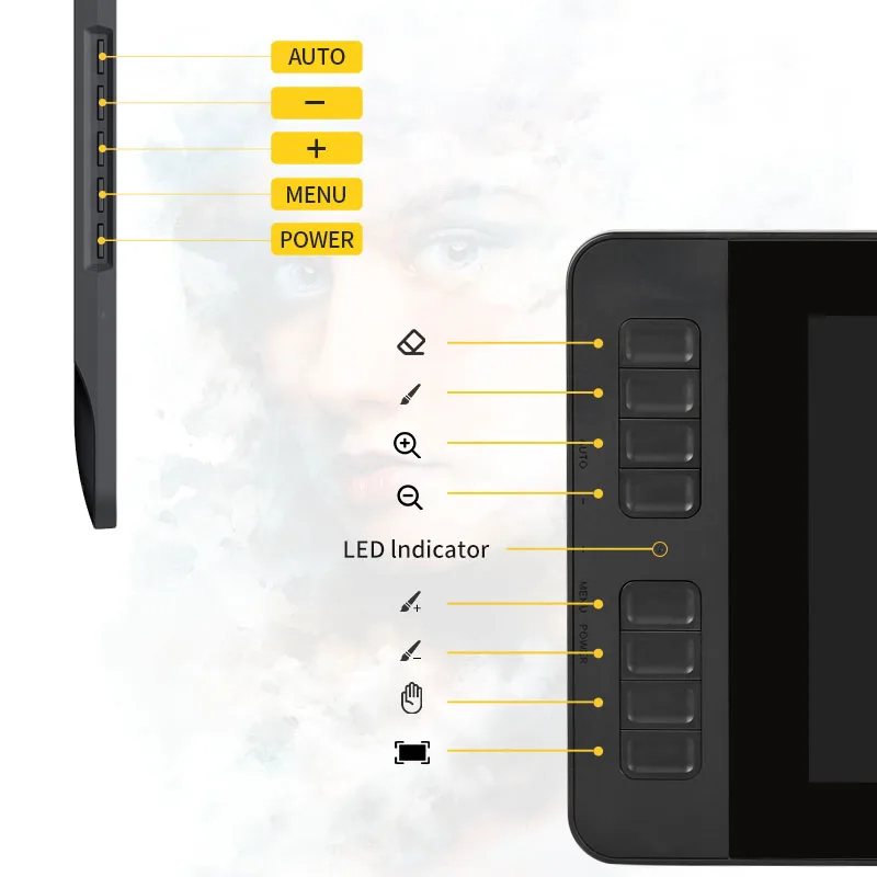 GAOMON PD1161 Графический планшет IPS HD с 8-мя клавишами быстрого доступа, 8192 уровня стилуса, цифровым пером-планшетом с экраном для рисования