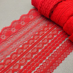 Bella Nuovo 10 Yards/Lot Rosso Del Merletto Del Nastro Del Nastro di Qualità Lace Trim FAI DA TE Ricamato In Pizzo Per La Decorazione di Cucito Africano tessuto di pizzo