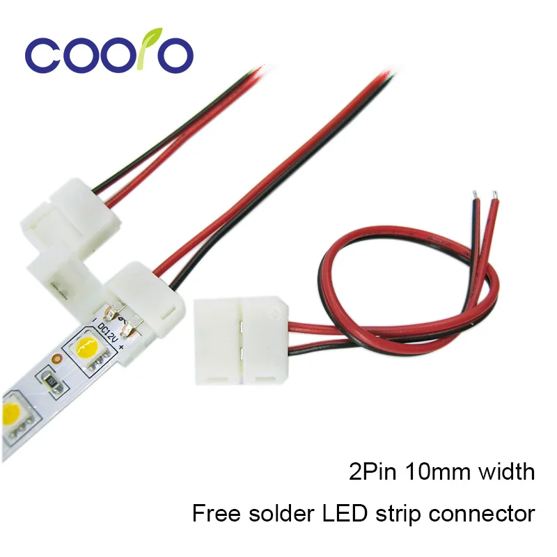 

5pcs/lot,10mm 2pin LED strip connector wire for 5050,5630,5730 single color strip, free solder connector wire