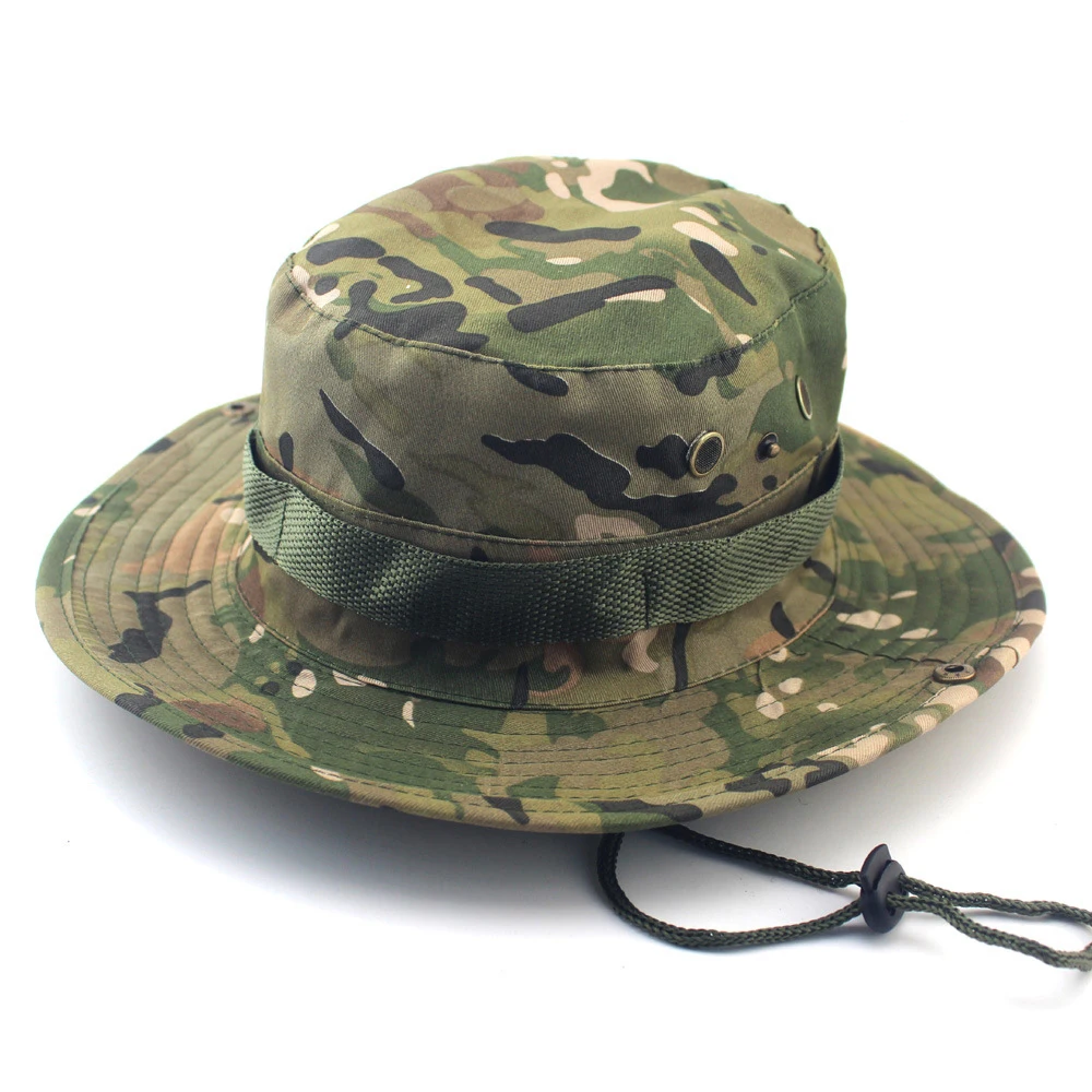 Outdoor Camo Boonie Hat Men Women Airsoft High Quality Cotton Cap Bucket Hats Hunting Fishing Cap MF054