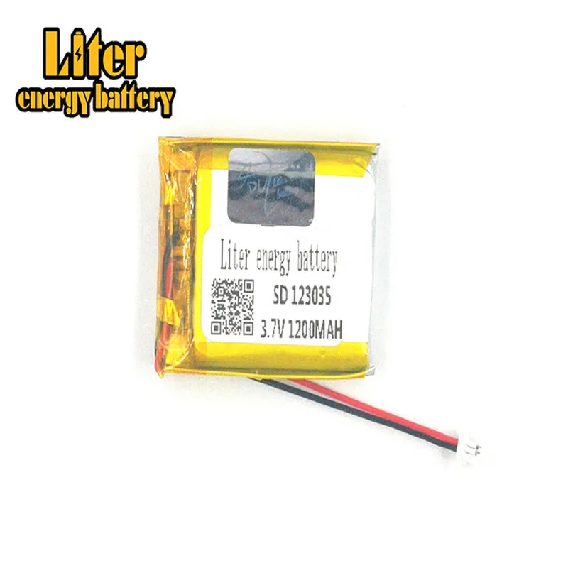 1.0MM 2pin connector 123035 1200mah 3.7V Rechargeable lipo battery solar li ion polymer lithium battery e-books GPS PDA