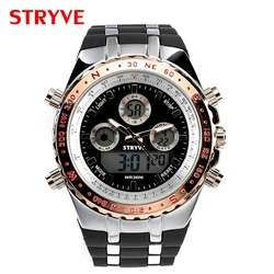 Montre Homme Stryve S8002 Sports Watches Army Military Heavy Dial Alarm Led Analog Clock Luxury Stryve Men Digital analog Watch