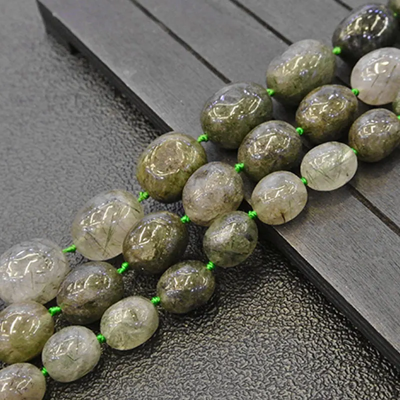 

Natural Freeform Potato Green Rutilated Quartzs Beads For Jewelry Making Beads Bracelet 15'' Needlework DIY Beads Trinket