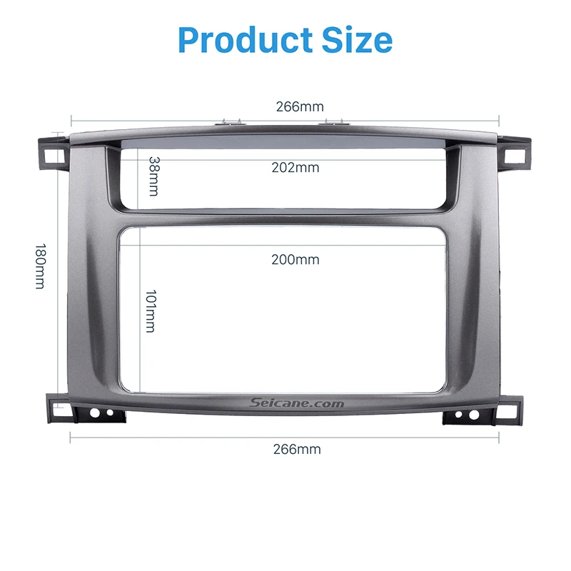 Seicane 202*102mm Double Din Car Radio Fascia Surround Panel Trim for 1999-2008 Toyota LAND CRUISER 100 Lexus LX-470 Bezel DVD