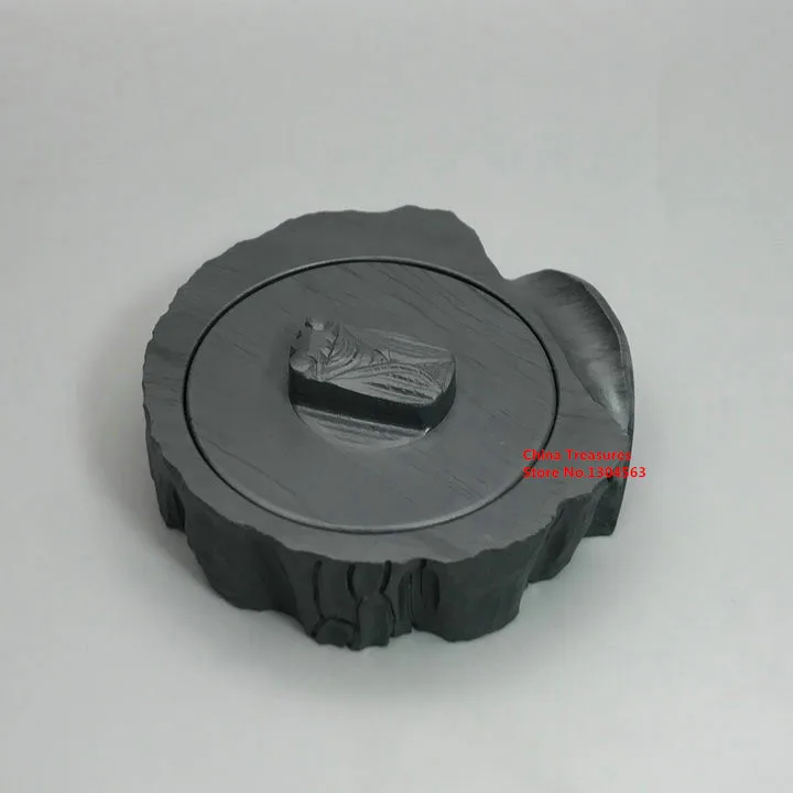 

Chinese Inkstone Grinding Ink Well Made of Natural Stone Ink Slab Yan Tai Inkwell Stone Ink-well Tree stump shape