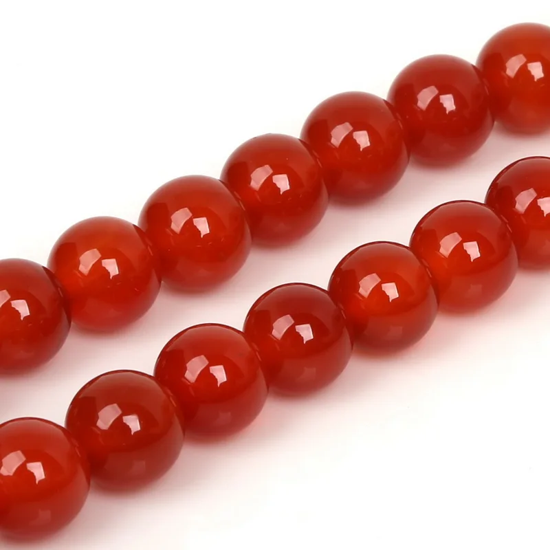 Red Carnelian Agates Round Gem Beads 15\