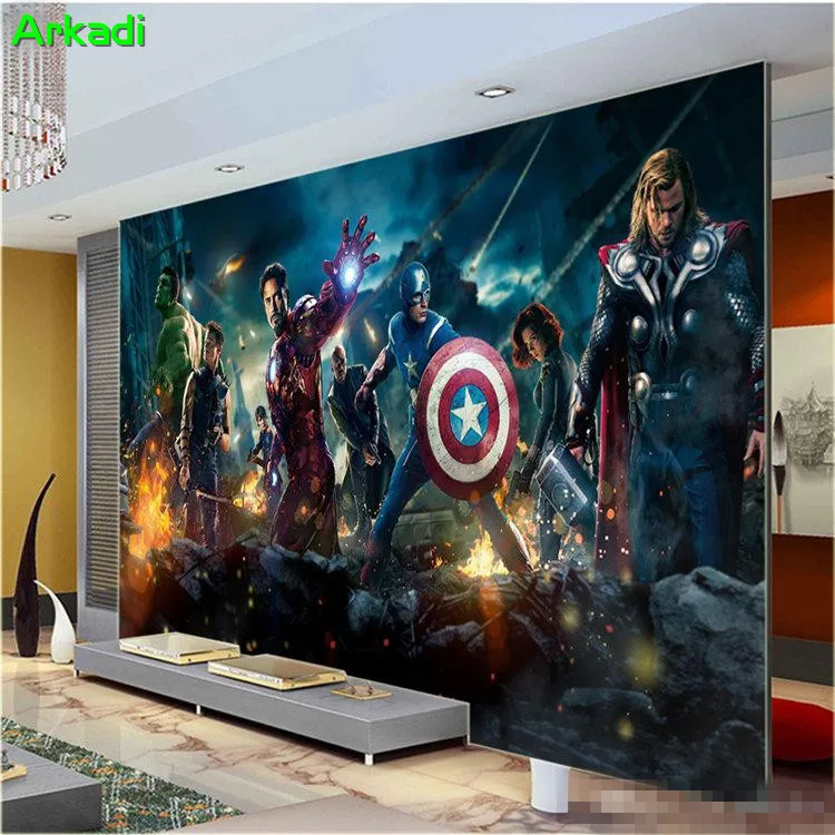 Children\'s Room Bedroom Wallpaper Modern Living Room TV Background Bar Mural Avenger League Anime Character Any Size