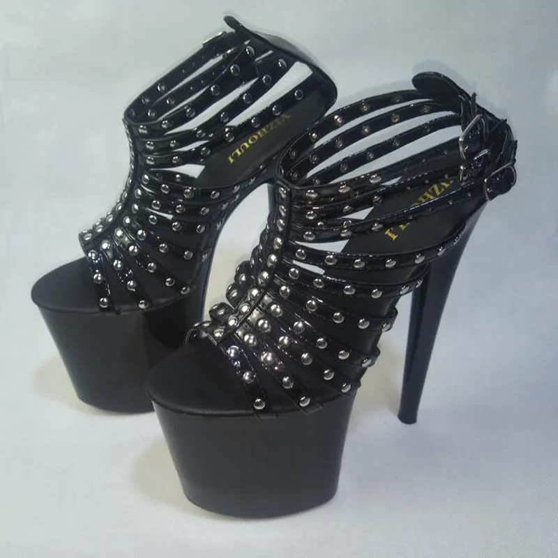 

High Fashion and 20CM Hollowed-out and Club Pole Dancing Sexy Must-have Metal Rivets Sandals