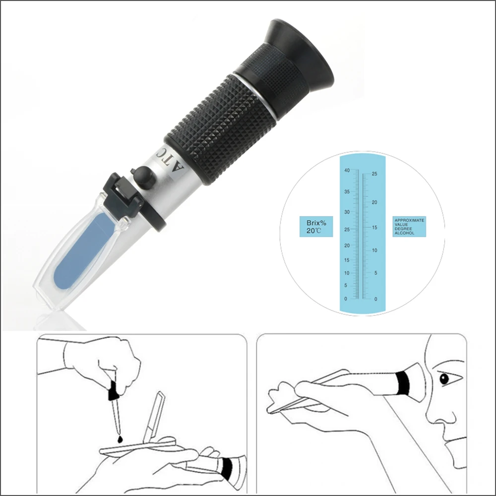 RZ Red Wine Refractometer Grape Wine Meter Sugar Handheld Brix 0~40% Alcohol 0~25% Fruit Juice Wine Sugar Meter Refractometer