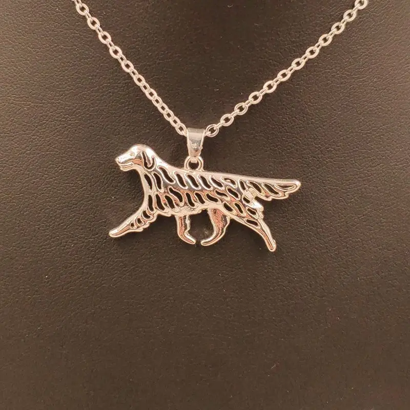 Flat-Coated Retriever Dog Animal Pendant Necklace Gold Silver Plated Jewelry For Women Male Female Girls AKC N189