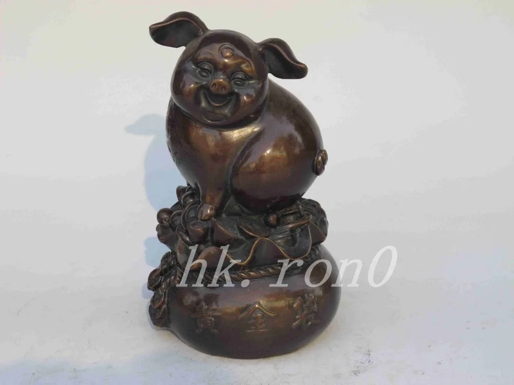 Elaborate Chinese wealth and good fortune Copper auspicious statue