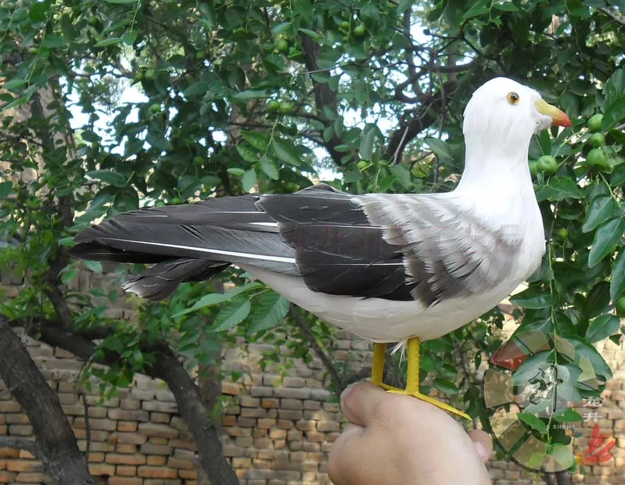 about 25x18cm feathers seagull Handmade art model, polyethylene& feathers seagull bird ,prop,home decoration toy Xmas gift w3915