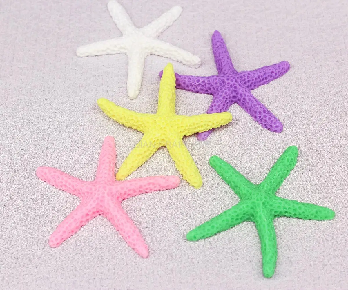 60pcs large 55mm holographic Starfish Resin Cabochon mix colors