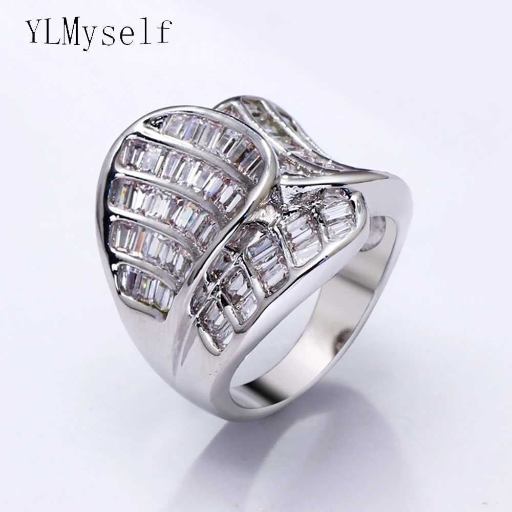 Irregular large ring pave t-square crystal stones high grate jewelry women big rings top quality jewellery