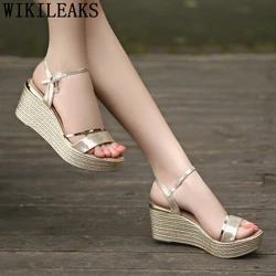 Wedges Shoes For Women Gold Sandals Women Platform Sandals High Heels Sandals Zapatos Mujer 2024 Shoes Woman Summer Ayakkabi