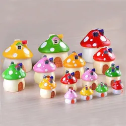 4pcs Mini Garden Mushroom Figurine Ornaments DIY Fairy Doll Houses Terrarium Miniature Figurines Craft Home Decoration