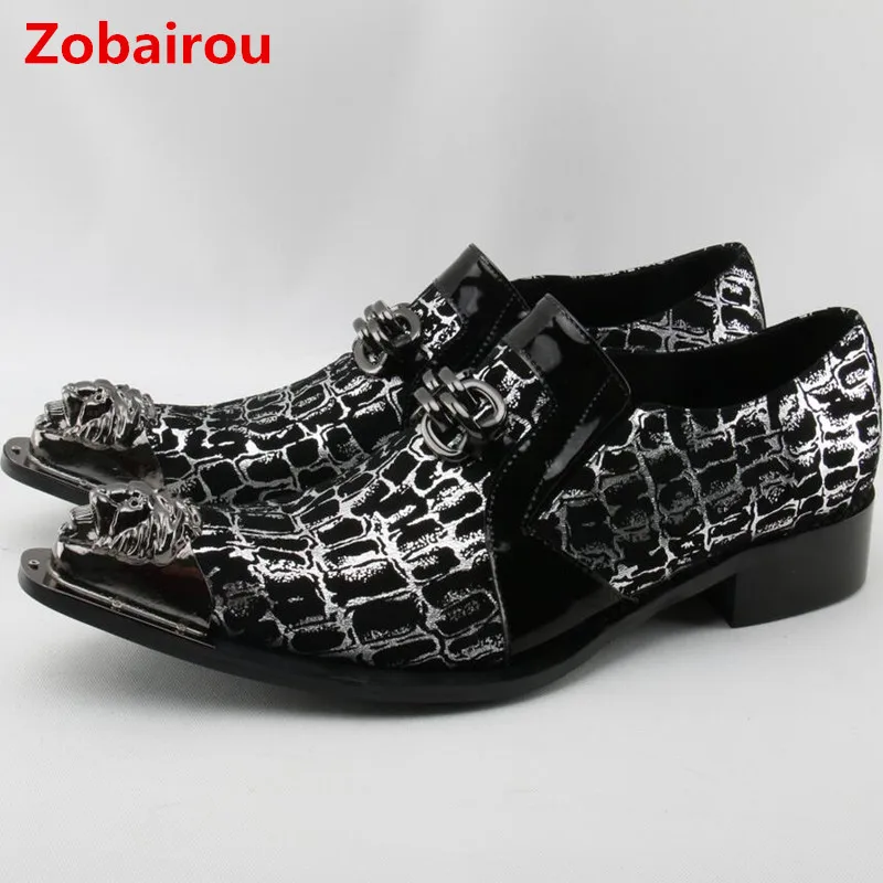 

Zobairou zapatos hombre leather shoes men steel pointy toe hidden heel shoes for men slip on spiked loafers luxury oxford shoes