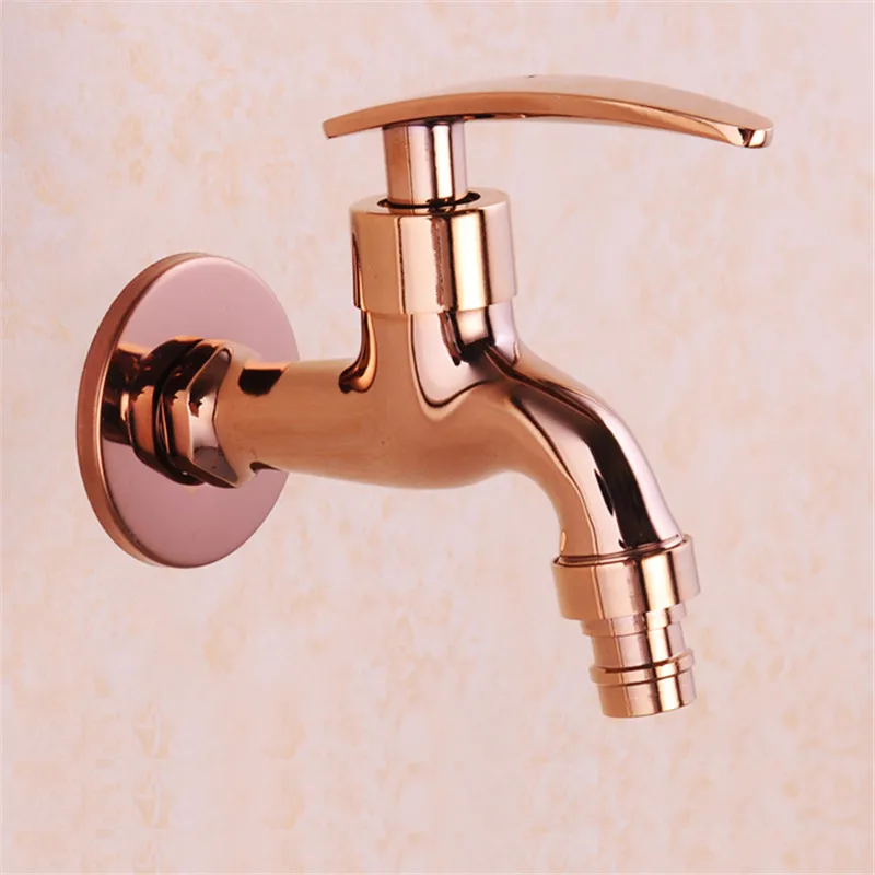 Bibcocks Wall Mounted Washing Machine Tap Mop Pool Tap Rose Gold Color Garden Outdoor Water Modern Kitchen Bathroom Faucet