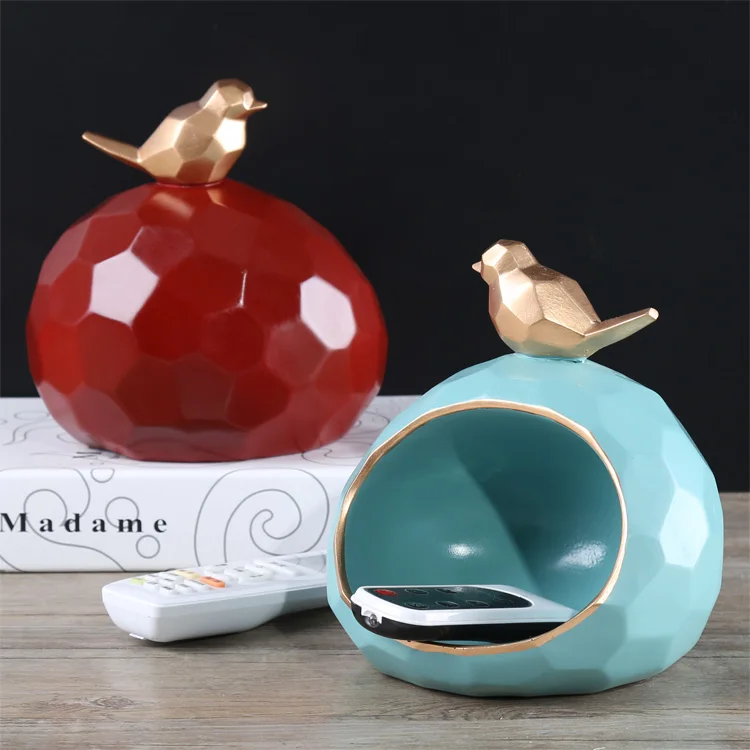 

Fun Pastoral Golden Bird and Bird's nest Resin Desktop Storage Box Geometric home decoration storage