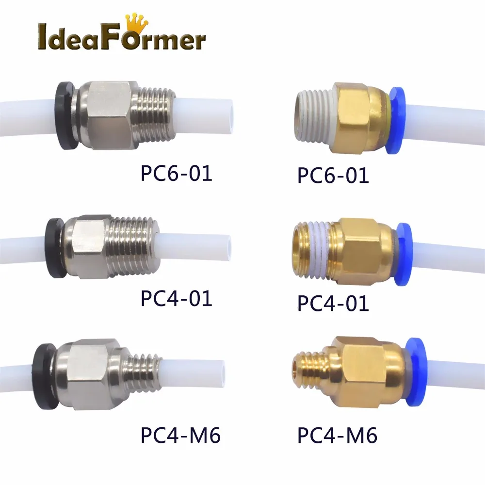 2/5/10pcs/lot Pneumatic Connectors For 3D Printers Parts Black/Blue Quick Jointer Feeding 1.75/3.0mm Filament Pipe Push Part