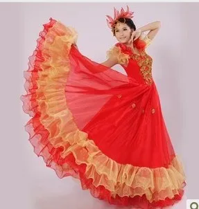 Spanish Bull Dance Modern Dance Costume One-piece Dance Dress Princess Dress Performance Clothing 6 Color