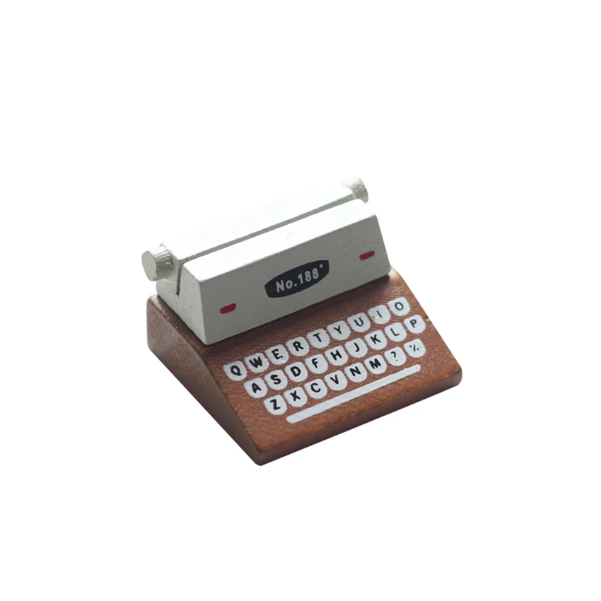 Retro Typewriter Shape Table Number Holder Wooden Memo Photo Holder Business Card Stand Place Card Holder Stand for Wedding