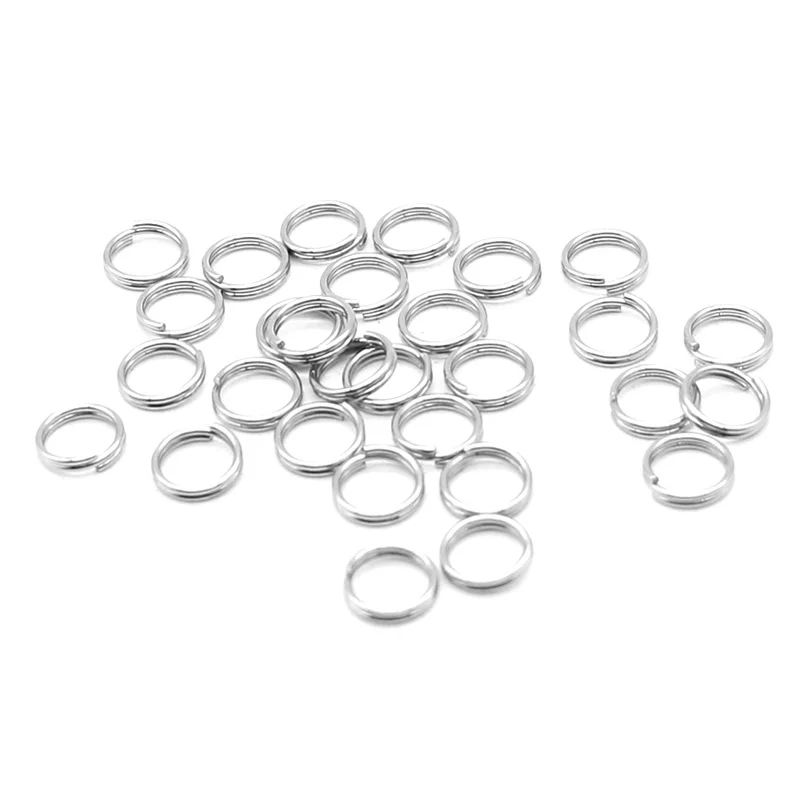 Aiovlo 100pcs/lot 6 8 10 12 15 Mm Stainless Steel Jump  Split Rings Key Chain Utility Connectors for Diy Jewelry Making