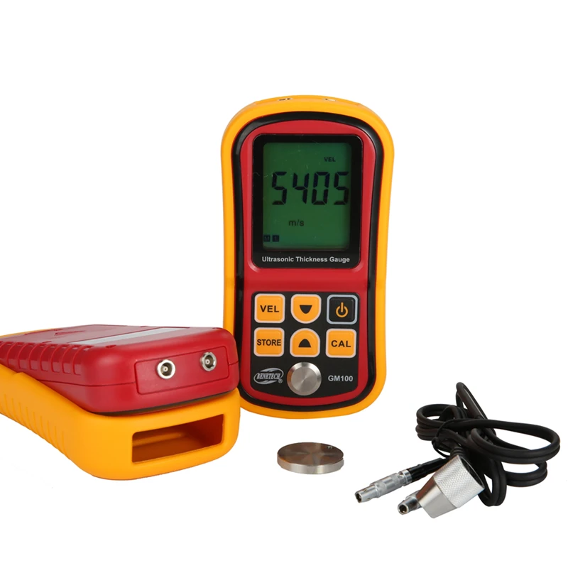 Ultrasonic Thickness Gauge Meter Digital LCD Metal Width Measuring Tools 1.2~220mm (Steel) Sound Velocity Measurement GM100