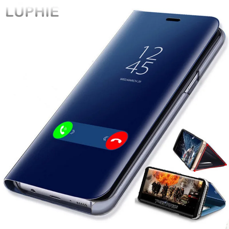 Capa flip com espelho retrovisor inteligente, capa de couro para samsung galaxy s25 s24 s23 fe s22 ultra s21 s20 a14 a54 a15 note 20 10 9 8