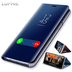 Smart View Mirror Flip Case For Samsung Galaxy S25 S24 S23 FE S22 Ultra S21 S20 A14 A54 A15 Note 20 10 9 8 Leather Phone Cover