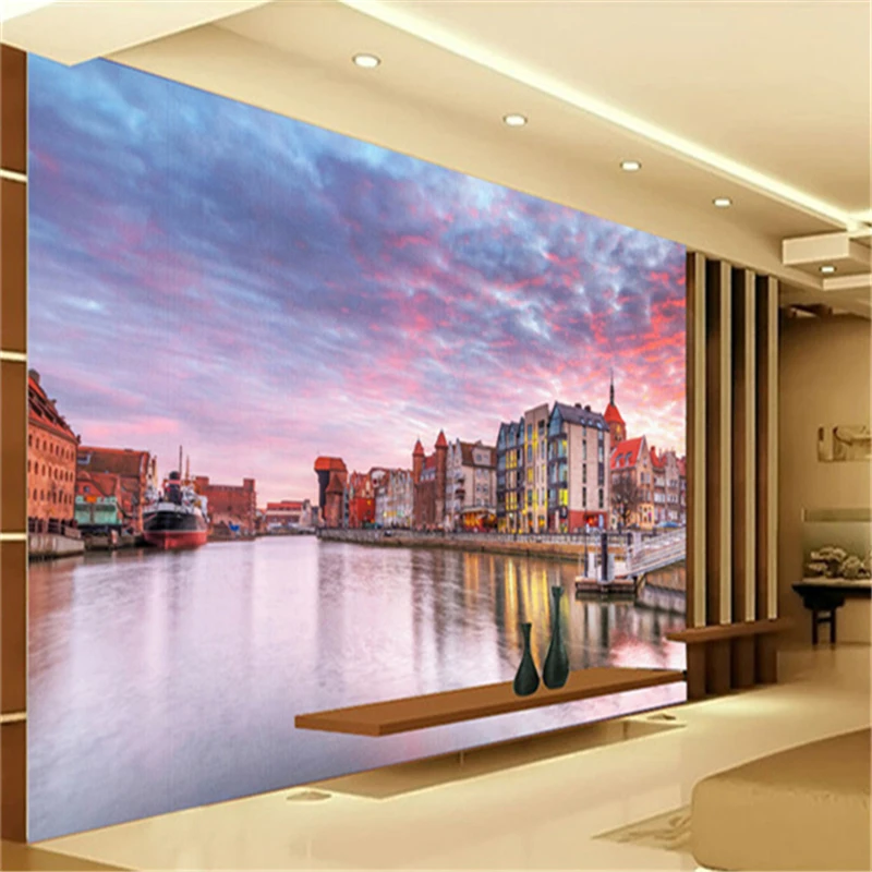 

beibehang River landscape papel de parede Custom size photo wallpaper wall paper for living room bedroom 3D mural wallpaper roll