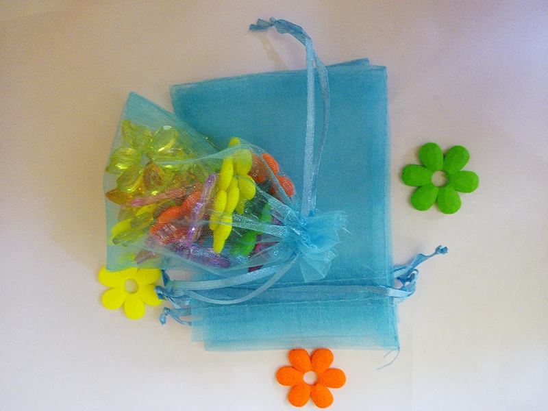 30*40cm 1000pcs Organza Bag Lake Blue Drawstring bag jewelry packaging bag for tea/gift/food small transparent pouch Yarn bag