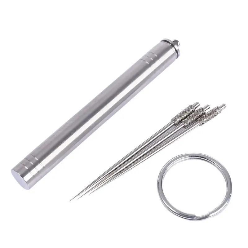 

Portable Titanium Alloy Waterproof Toothpick Tube With A Key Ring Outdoor Traveling Tool New Arrival