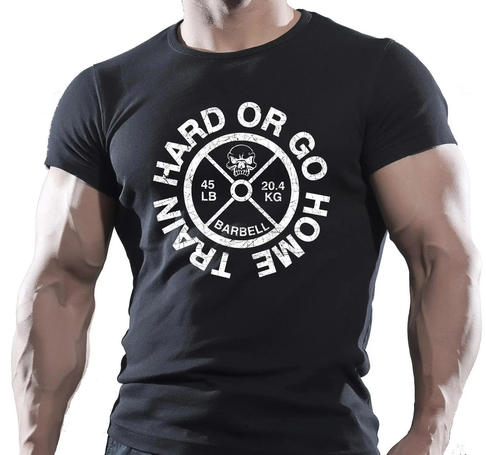 Hot Sale 100% Cotton Train Hard Trainer Men'S Bodybuilding Gymer  T-Shirt  Tee Shirt