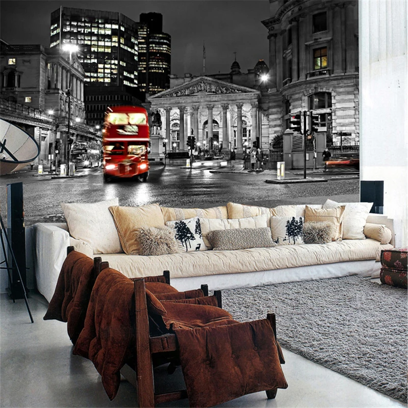 beibehang mural living room sofa backdrop bedroom wall bar modern personalized wallpaper London street wallpaper mural