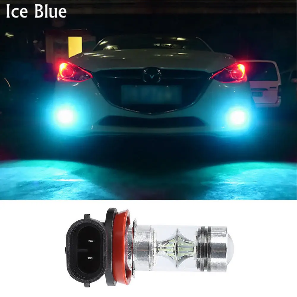 High Power 100W Projector Front Fog Driving Light Bulbs 8000K Ice Blue H16 H11 H16LL for 2009-2016 Toyota Corolla White 6000K